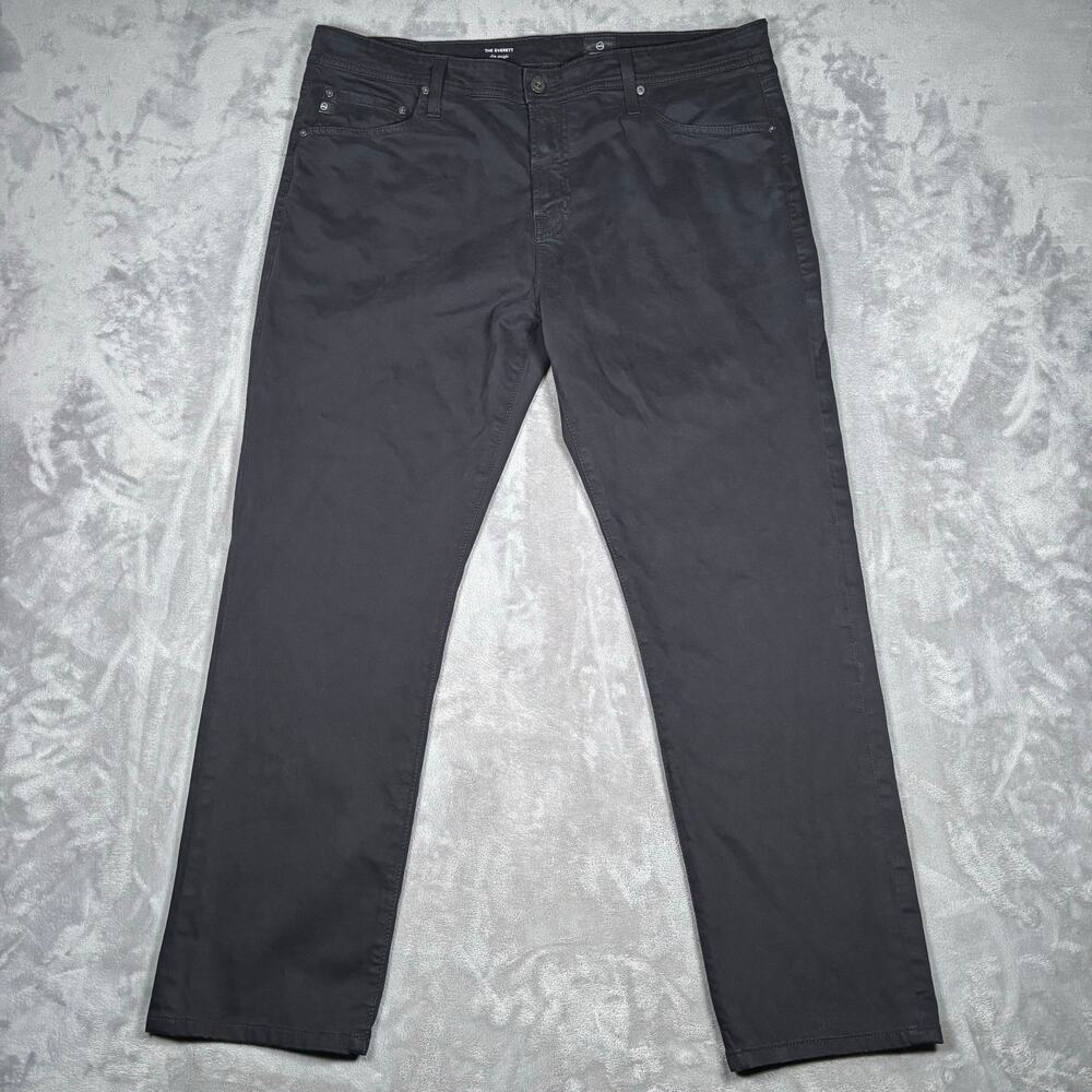 AG Adriano Goldschmied The Everett Slim Straight Black Pants Mens Size 38x32